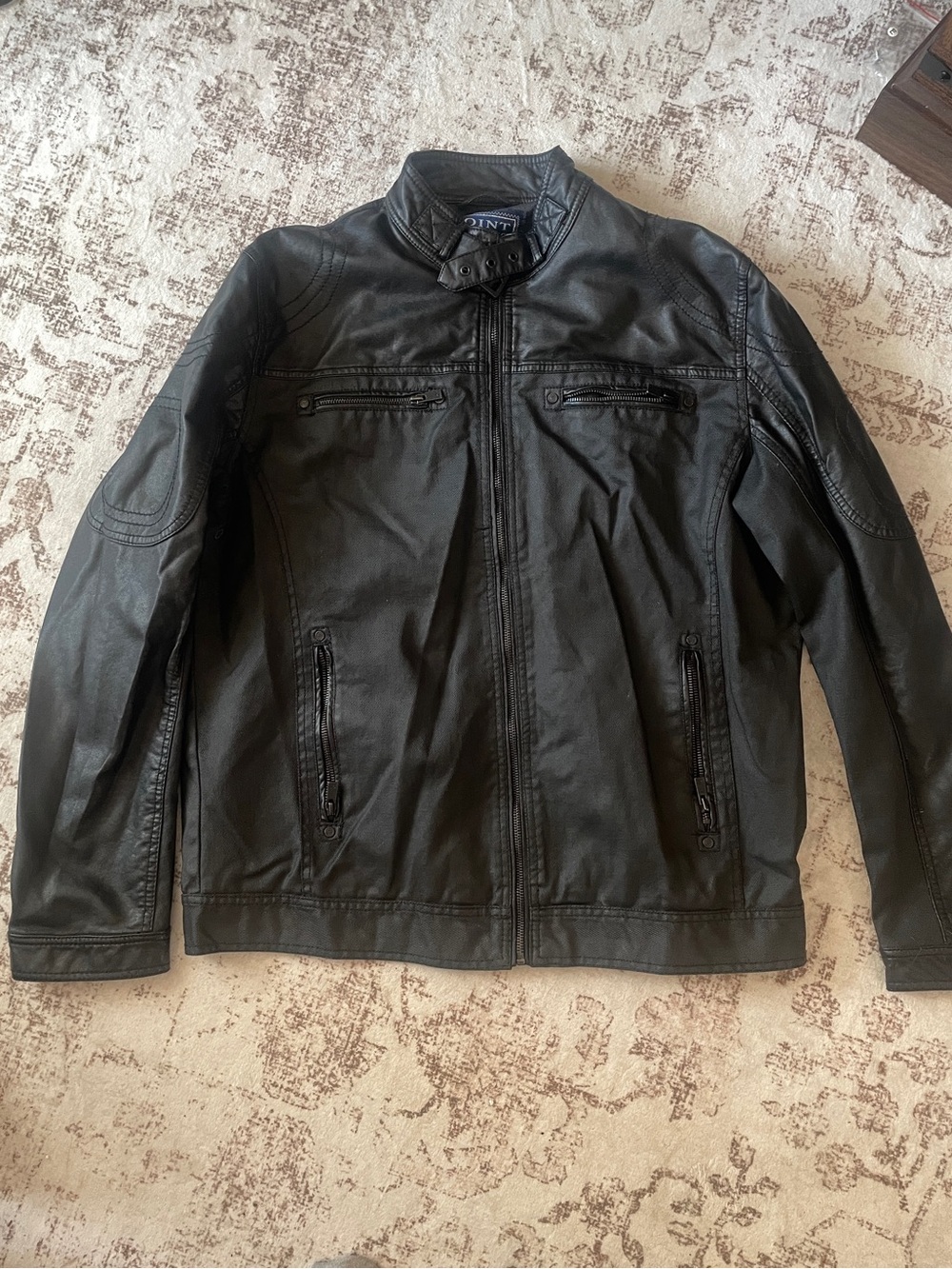 Point Zero Black Faux Leather Bomber Jacket